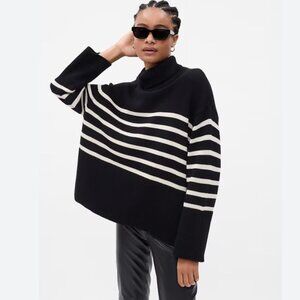 GAP Split Hem Striped Turtleneck Sweater